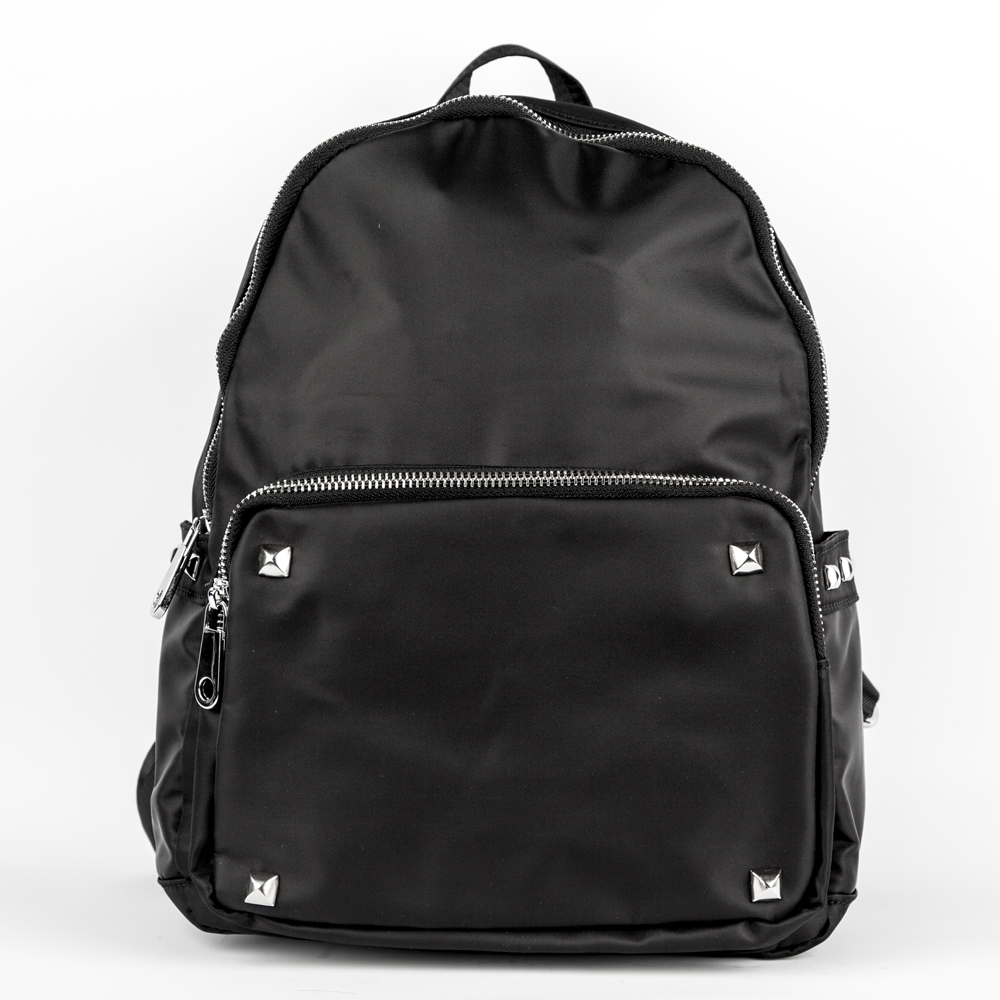 

Рюкзак из текстиля черного цвета с заклепками, Черный